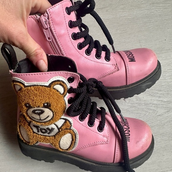 Moschino Pink Teddy Bear Boots Italy Sz 30/13 kids girls - Picture 4 of 8